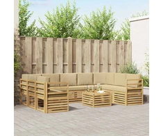 Sofų komplektai 10 pcs Balta ir kreminė 59 x 59 x 37 cm