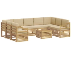 Sofų komplektai 10 pcs Balta ir kreminė 59 x 59 x 37 cm