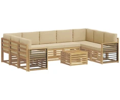 Sofų komplektai 10 pcs Balta ir kreminė 59 x 59 x 37 cm