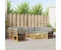 Sofų komplektai 10 pcs Balta ir šviesiai pilka 59 x 59 x 37 cm