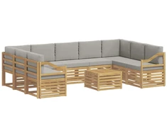 Sofų komplektai 10 pcs Balta ir šviesiai pilka 59 x 59 x 37 cm