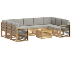 Sofų komplektai 10 pcs Balta ir šviesiai pilka 59 x 59 x 37 cm