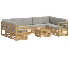 Sofų komplektai 10 pcs Balta ir šviesiai pilka 59 x 59 x 37 cm