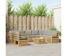 Sofų komplektai 10 pcs Balta ir šviesiai pilka 59 x 59 x 37 cm