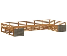 Sofų komplektai 10 pcs Kietos akacijos mediena