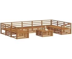 Lauko baldų komplektas Lauko sofos komplektas 10 pcs Natūrali Kietos akacijos mediena