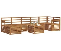 Lauko sofos komplektas 8 pcs Natūrali Kietos akacijos mediena
