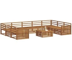 Lauko sofos komplektas 10 pcs Natūrali Kietos akacijos mediena
