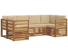 Sekcijos sofų komplektas su pagalve 6 pcs Natūrali