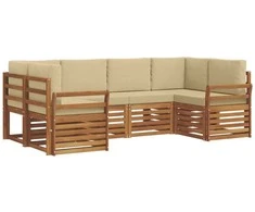 Sekcijos sofų komplektas su pagalve 6 pcs Natūrali