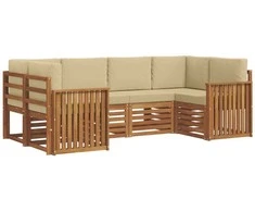 Sekcijos sofų komplektas su pagalve 6 pcs Natūrali