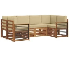 Sekcijos sofų komplektas su pagalve 6 pcs Natūrali