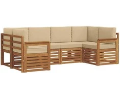 Sekcijos sofų komplektas su pagalve 6 pcs Natūrali