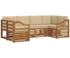 Sekcijos sofų komplektas su pagalve 6 pcs Natūrali