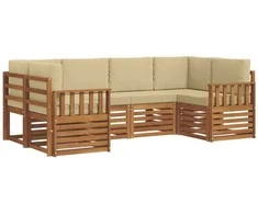 Sekcijos sofų komplektas su pagalve 6 pcs Natūrali