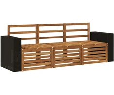 Sofų komplektai 3 pcs Kietos akacijos mediena