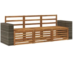 Sofų komplektai 3 pcs Kietos akacijos mediena