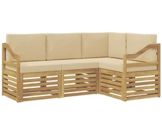 Sofų komplektai 4 pcs Balta ir kreminė 185,5 x 126,5 x 73 cm