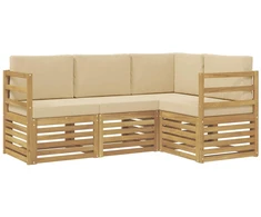 Sofų komplektai 4 pcs Balta ir kreminė 185,5 x 126,5 x 73 cm