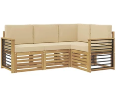 Sofų komplektai 4 pcs Balta ir kreminė 187,5 x 128,5 x 73 cm