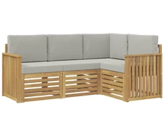 Sofų komplektai 4 pcs Balta ir šviesiai pilka