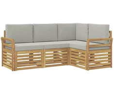 Sofų komplektai 4 pcs Balta ir šviesiai pilka