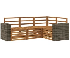 Sofų komplektai 4 pcs Kietos akacijos mediena
