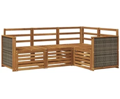 Sofų komplektai 4 pcs Kietos akacijos mediena