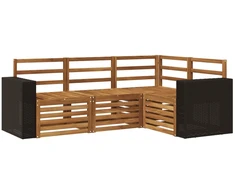 Sofų komplektai 4 pcs Kietos akacijos mediena