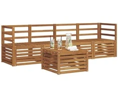 Lauko baldų komplektas Sofų komplektai 5 pcs Natūrali Kietos akacijos mediena