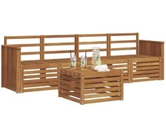 Lauko baldų komplektas Sofų komplektai 5 pcs Natūrali Kietos akacijos mediena
