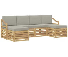 Sofų komplektai 6 pcs Balta ir šviesiai pilka