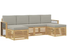Sofų komplektai 6 pcs Balta ir šviesiai pilka