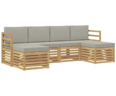 Sofų komplektai 6 pcs Balta ir šviesiai pilka