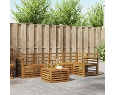 Sekcijos sofų komplektas 6 pcs Natūrali Kietos akacijos mediena