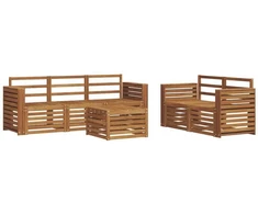 Lauko sofos komplektas 6 vnt. Natūrali Kietos akacijos mediena