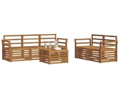 Lauko baldų komplektas Sofų komplektai 6 pcs Natūrali Kietos akacijos mediena