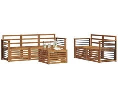 Lauko baldų komplektas Sofų komplektai 6 pcs Natūrali Kietos akacijos mediena