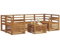 Lauko baldų komplektas Lauko sofos komplektas 7 pcs Natūrali Kietos akacijos mediena