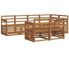 Sekcijos sofų komplektas 7 pcs Natūrali Kietos akacijos mediena