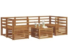Lauko sofos komplektas 7 pcs Natūrali Kietos akacijos mediena