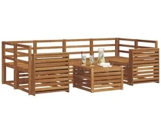 Lauko sofos komplektas 7 pcs Natūrali Kietos akacijos mediena