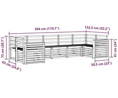 Lauko sofos komplektas 7 vnt. Natūrali