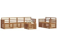 Lauko baldų komplektas Lauko sofos komplektas 7 pcs Natūrali Kietos akacijos mediena