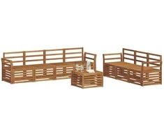Lauko baldų komplektas Sofų komplektai 8 pcs Natūrali Kietos akacijos mediena