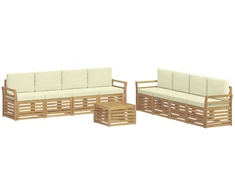 Sofų komplektai 9 pcs Balta ir kreminė 59 x 59 x 37 cm