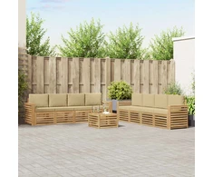 Sofų komplektai 9 pcs Balta ir kreminė 59 x 59 x 37 cm