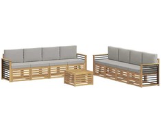 Sofų komplektai 9 pcs Balta ir šviesiai pilka Poliesteris