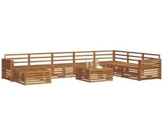 Lauko baldų komplektas Lauko sofos komplektas 9 pcs Natūrali Kietos akacijos mediena