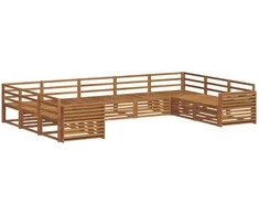 Lauko sofos komplektas 9 pcs Natūrali Kietos akacijos mediena